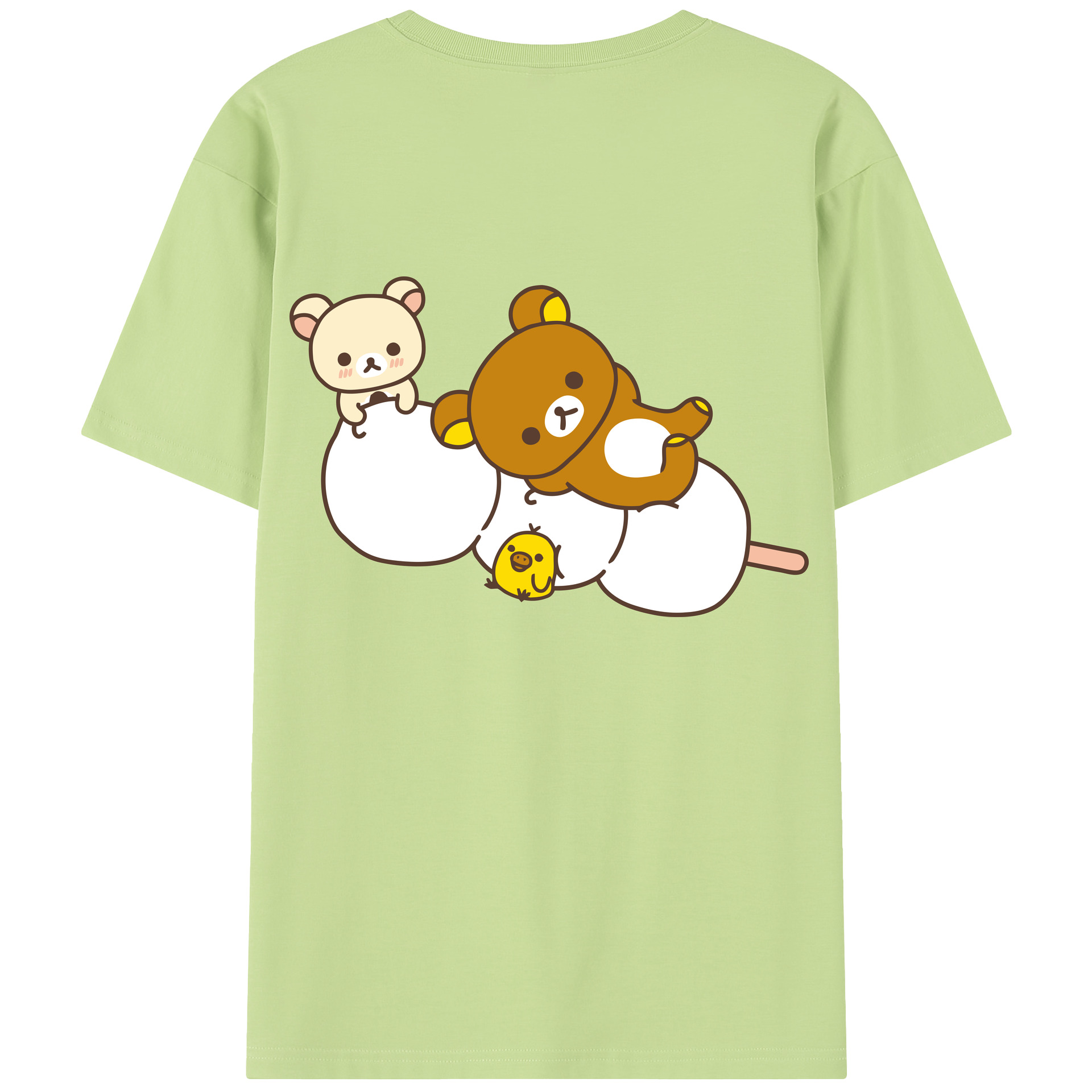 （画像用） リラックマ リラックマ キイロイトリ Rilakkuma Korilakkuma Kiiroitori 綿100％半袖Tシャツ（背面プリント）
